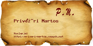 Privári Martos névjegykártya